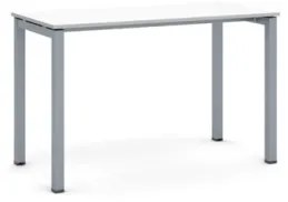 Stôl PRIMO SQUARE so sivostriebornou podnožou 1200 x 600 x 750 mm, biela