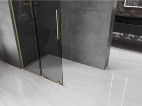 Mexen Velar L, posuvná sprchová zástena Walk-in 100 x 200 cm, 8mm šedé sklo, zlatá matná, 871-100-003-43-55