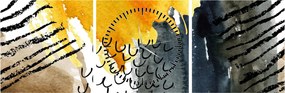 Obraz - Abstraktný akvarel (s hodinami) (90x30 cm)