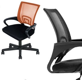 Kancelárska otočná stolička s podrúčkami v rôznych farbách, oranžová