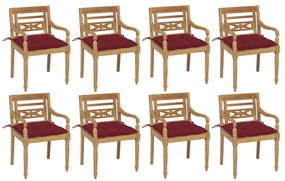 Batavia stoličky s podložkami 8 ks tíkový masív 3073373