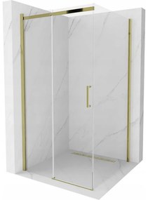 Mexen Omega sprchová kabína, posuvné dvere 100 x 100 cm, transparentnéné, zlatá - 825-100-100-50-00
