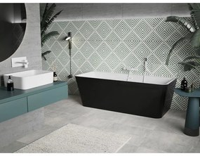 Mexen Volta, voľne stojaca nástenna vaňa 170 x 75 cm, biela-čierna, biely prepad, 51131707575-20