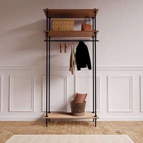 Otvorená šatníková skriňa v industriálnom dizajne DECO, 185x85x35 cm