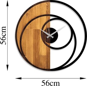 Dekoratívne nástenné hodiny WALLIE CIRCLE 56 cm orech/čierne