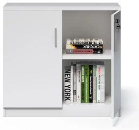 Nízka kancelárska skrinka Houseland Prime Line 02 80 cm biela