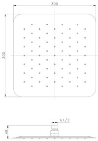 Sapho Sapho, hlavová sprcha, 300x300, zlatá matná, SL101GB