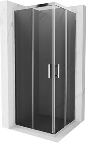 Mexen Rio, štvorcový sprchovací kút s posuvnými dverami 80(dvere) x 80(dvere) x 190 cm, 6mm šedé sklo, chrómový profil, 860-080-080-01-40