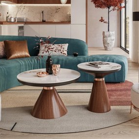 KONFERENČNÝ STOLÍK 2V1 ZARAH 3 MRAMOR + ORECH + ZLATÝ PÁSIK