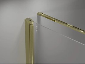 Mexen Mist-B, 1-krídlový výklopný sprchový kút 90 x 75 cm, číre sklo, zlatý lesklý profil, 8A2T-090-075-50-00