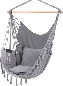Závesné hojdacie kreslo BOHO s vankúšmi - šedé