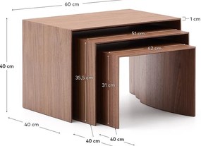 Odkladacie stolíky v súprave 3 ks v dekore orecha 40x60 cm Litto – Kave Home