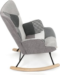Hojdacie kreslo FABIAN II — látka, čiernobiely patchwork