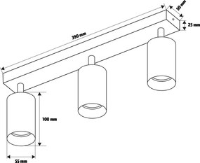Brilagi - Bodové svietidlo SELE 3xGU10/30W/230V čierna/dubový dekor