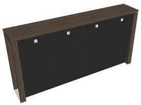 Stredná šatníková skriňa Verno+ 260 x 46 x 130 cm, sklenené dvere, dub antracit / čierna