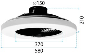 Toolight Toolight, LED stropné svietidlo s ventilátorom APP1552-C, čierna-biela, OSW-05181
