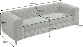 Dizajnová sedačka Rococo 235 cm tmavozelený zamat