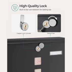 Moderná poštová schránka s držiakom na noviny, čierna