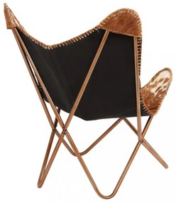Relaxačné kreslo BUTTERFLY pravá kozej kože / oceľ Dekorhome Bílá / hnědá