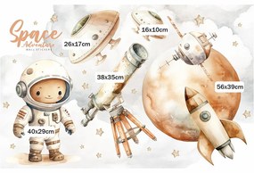 Gario Detská nálepka na stenu Space adventure - astronaut vo vesmíre