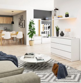 Komoda Kuba 120 cm 6 zásuviek biela