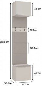 Předsíňová stěna Haga 50 cm kašmír