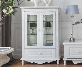 Presklená 2 dverová biela vitrína Mary-2, kolekcia Victoria