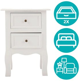 Set 2 nočných stolíkov, biely