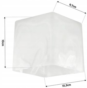 BERGE LED závesné stropné svietidlo, drevený trám, 3xE27, loft, mliečna kocka - biela
