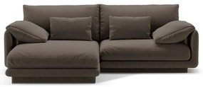 Hnedá zamatová rohová pohovka (ľavý roh/s leňoškou) Torino – Micadoni