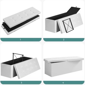 Taburetka 120 L, lavica s úložným priestorom, nosnosť do 300 kg, syntetická koža, biela