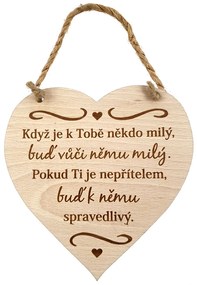 AMADEA Drevené srdce s textom Keď je k Tebe niekto...., masívne drevo, 16 x 15 cm