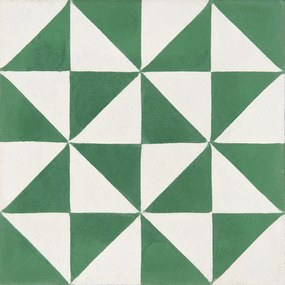 Cementové dlaždice s trojuholníkovým motívom v zelenej a bielej farbe - Ref. 241 | Articima