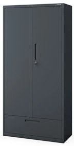 Kovová skriňa MEGAN – antracitová, jednoduchá zásuvka, 185 cm
