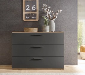 Zásuvková komoda Rivoli, dub/grafit