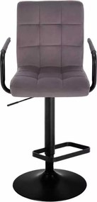 LuxuryForm DESIGN Barová stolička VERONA BLACK VELUR na čiernom tanieri - tmavosivá
