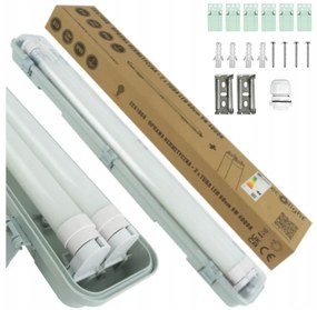ECOLIGHT Hermetické svietidlo 60cm + 2x LED trubica neutrálna biela - SET