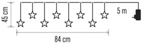 LED Vianočná vonkajšia reťaz 8xLED/5,84m IP44 hviezdy