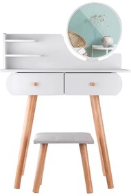 Biely toaletný stolík so zrkadlom+taburetka Jokomisiada ZA4820