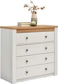 XXXLutz KOMODA, biela, farba duba, dub San Remo, 97/90,5/42 cm Landscape - Komody - 001803069114