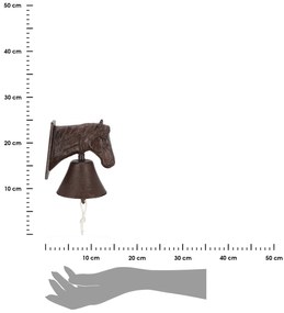 Záhradný zvonček Horse, 18,5x12 cm, liatina, hnedá