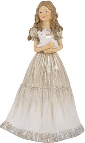 Christmas Decoration Figurine Girl 14x11x22 Cm Beige Plastic - 14.0 cm