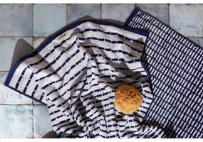 Biely/modrý froté uterák s prímesou bambusu 50x100 cm Nuance – JUNA