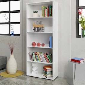 Knižnica 190 cm, biela - 5 priehradiek