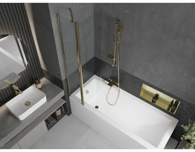Mexen Flip, vaňová zástena 1-krídlová 80 x 150 cm, otočné krídlo, 6 mm číre sklo, zlatý profil, 894-080-101-50-00