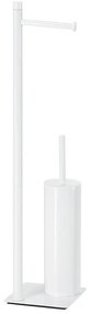 Gedy - Samostoječa WC ščetka z držalom za toaletni papir TRILLY, mat bela