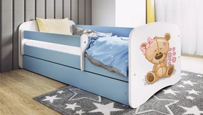 Detská posteľ Babydreams medvedík s kvietkami modrá