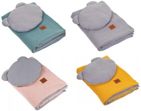 Infantino Mušelínová deka 100x70 s vankúšikom Teddy 35x30 Farba: svetlozelená
