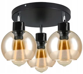 BERGE Sklenená LED stropná lampa 3xE27 - jantárová farba