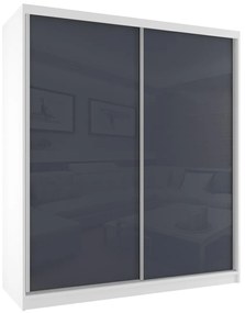 Šatníková skriňa 158cm Belini biely mat / šedý lesk s posuvnými dverami  BM SZP3/2/W/W/S/HI